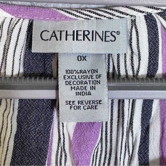 Catherine’s Women's Striped Purple and Black Top NWT - Picture 3 of 9
